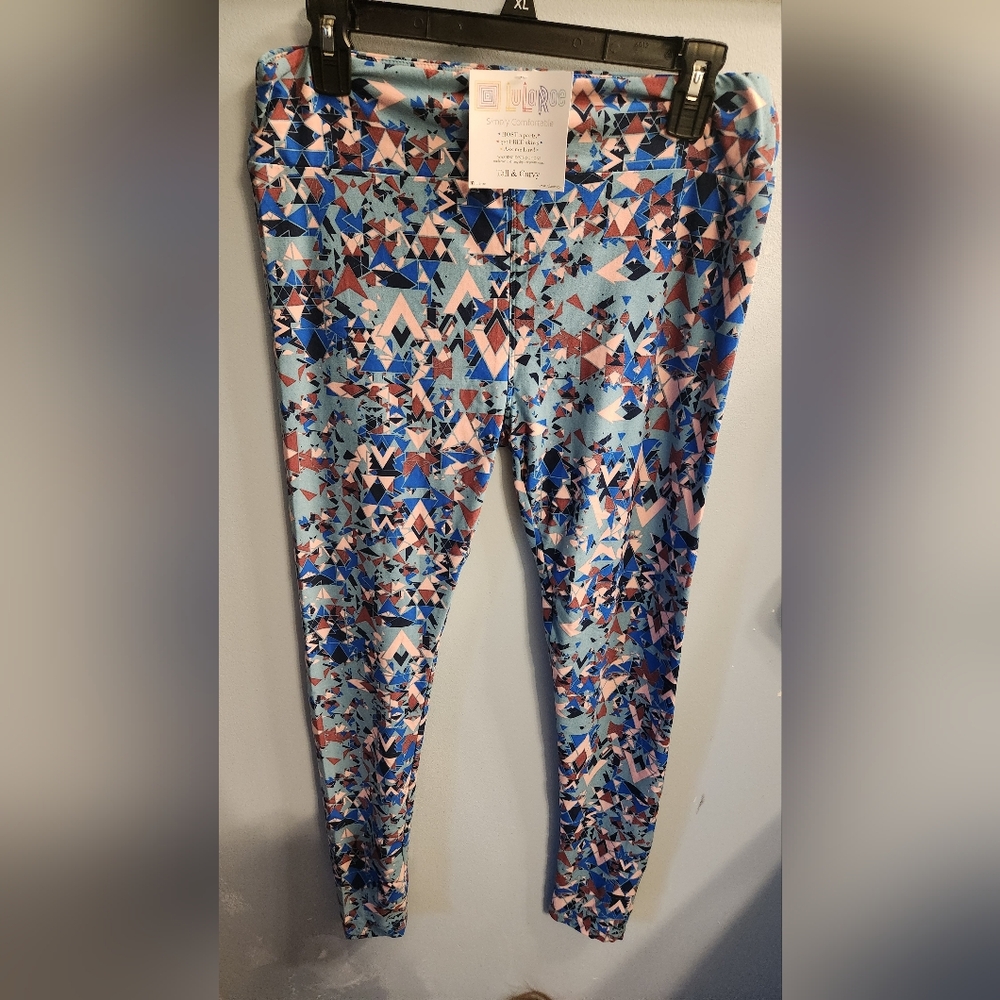 🍉LuLaRoe Geometric Blue and Pink Leggings